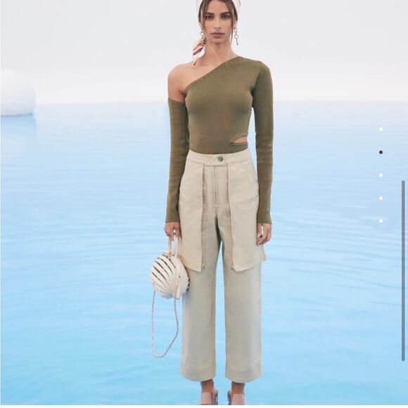 cult gaia topanga ivory wide leg oversized pockets cargo pants size medium - Picture 1 of 15